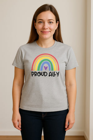 Proud Ally Rainbow T-Shirt, LGBTQ Support and Equality Design for Pride Month Celebrations