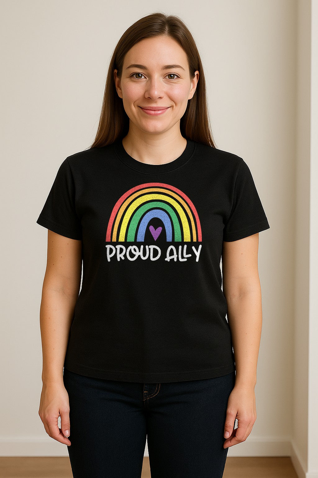 Proud Ally Rainbow T-Shirt, LGBTQ Support and Equality Design for Pride Month Celebrations