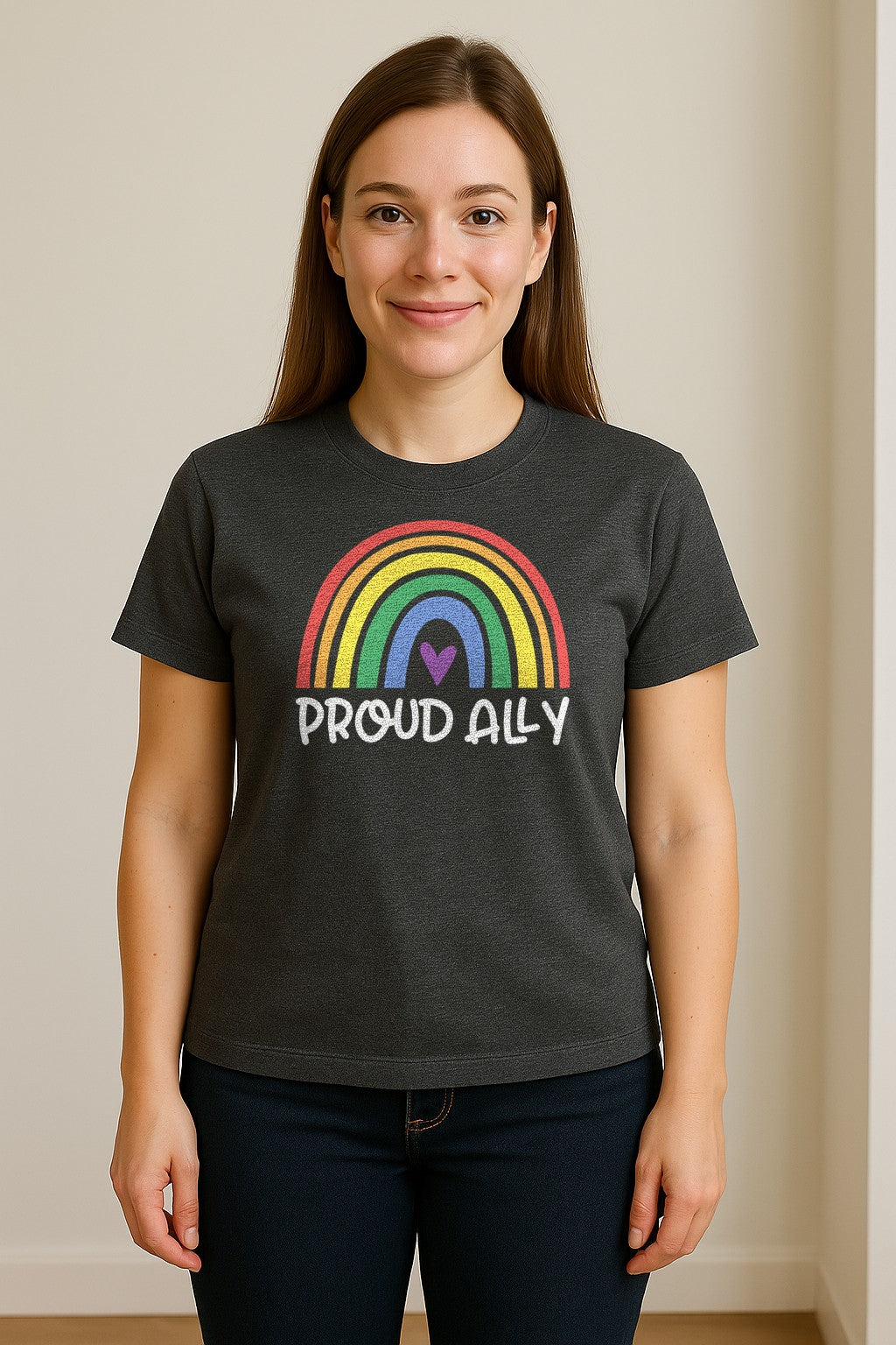 Proud Ally Rainbow T-Shirt, LGBTQ Support and Equality Design for Pride Month Celebrations