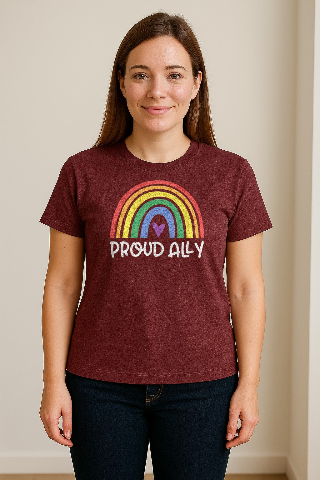 Proud Ally Rainbow T-Shirt, LGBTQ Support and Equality Design for Pride Month Celebrations