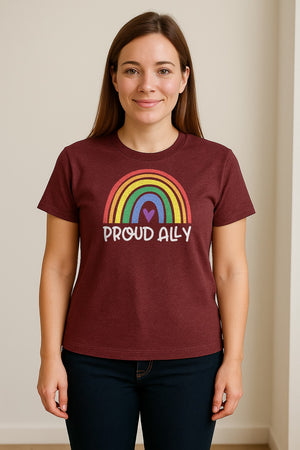 Proud Ally Rainbow T-Shirt, LGBTQ Support and Equality Design for Pride Month Celebrations