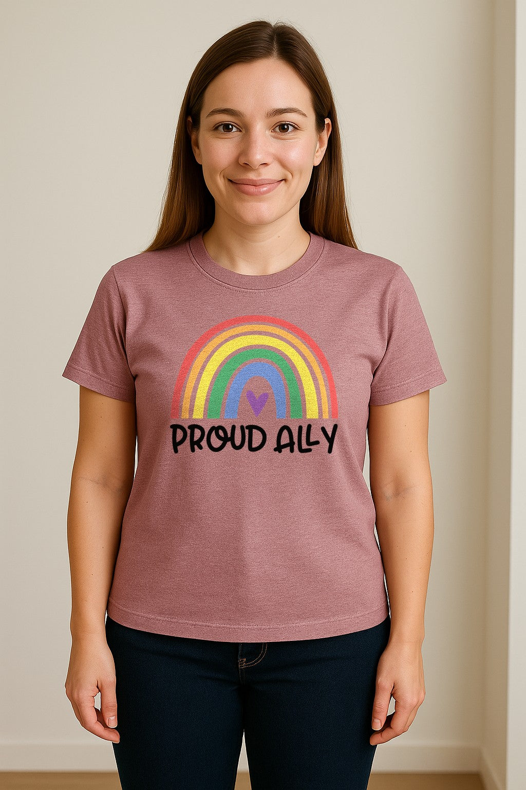 Proud Ally Rainbow T-Shirt, LGBTQ Support and Equality Design for Pride Month Celebrations