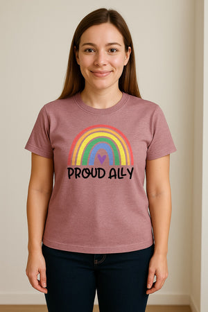 Proud Ally Rainbow T-Shirt, LGBTQ Support and Equality Design for Pride Month Celebrations