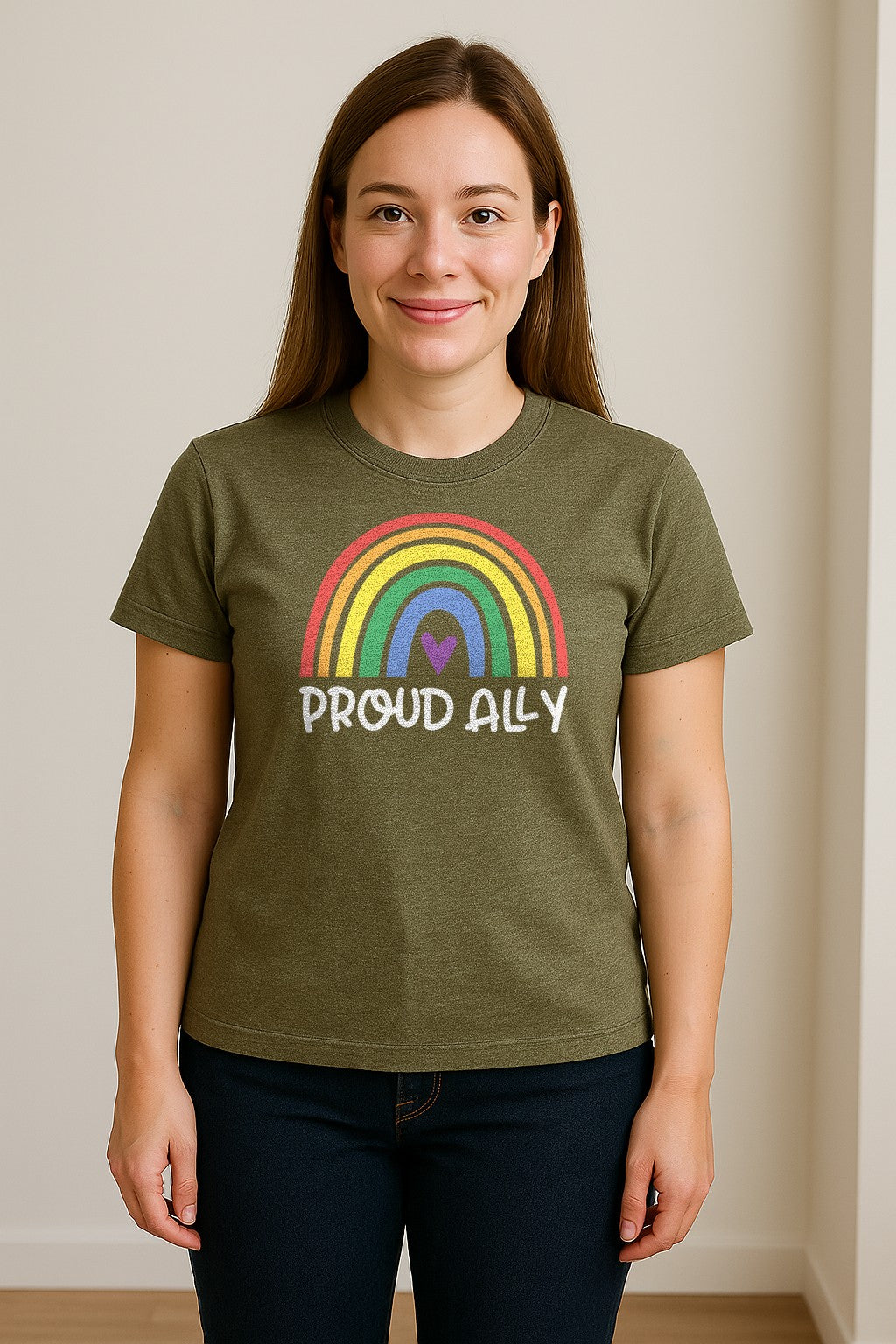 Proud Ally Rainbow T-Shirt, LGBTQ Support and Equality Design for Pride Month Celebrations
