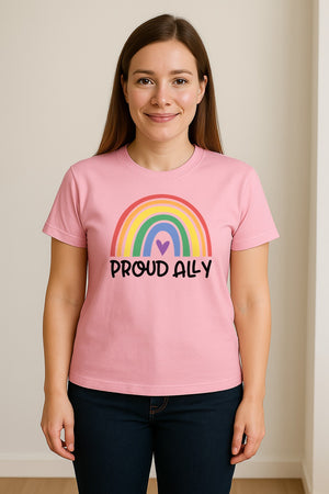 Proud Ally Rainbow T-Shirt, LGBTQ Support and Equality Design for Pride Month Celebrations