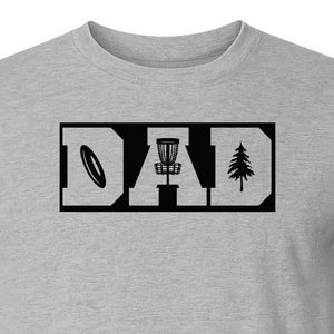 Disc Golf Dad T-Shirt, Bold Collegiate Letter Design for Fathers and Course Players