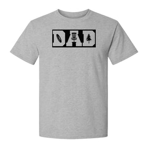 Disc Golf Dad T-Shirt, Bold Collegiate Letter Design for Fathers and Course Players