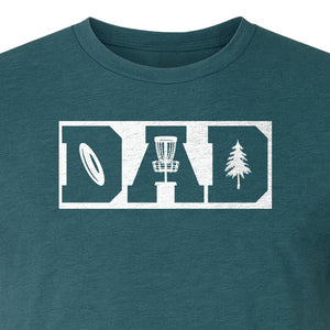 Disc Golf Dad T-Shirt, Bold Collegiate Letter Design for Fathers and Course Players
