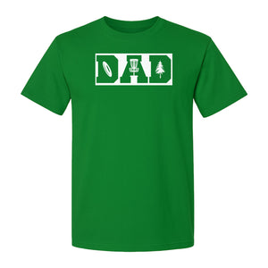 Disc Golf Dad T-Shirt, Bold Collegiate Letter Design for Fathers and Course Players