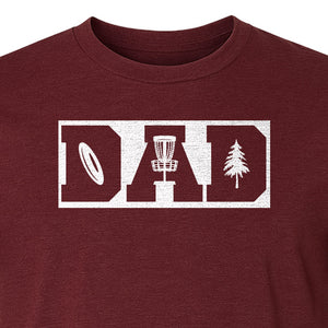 Disc Golf Dad T-Shirt, Bold Collegiate Letter Design for Fathers and Course Players