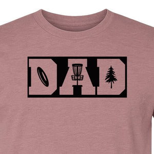 Disc Golf Dad T-Shirt, Bold Collegiate Letter Design for Fathers and Course Players