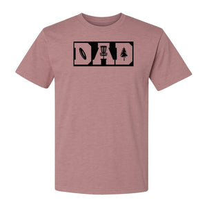 Disc Golf Dad T-Shirt, Bold Collegiate Letter Design for Fathers and Course Players