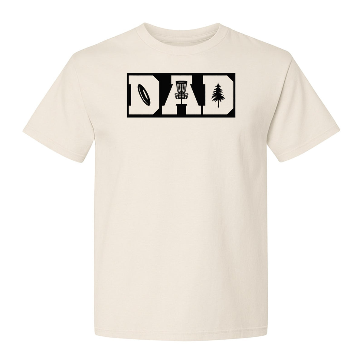Disc Golf Dad T-Shirt, Bold Collegiate Letter Design for Fathers and Course Players