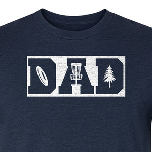 Disc Golf Dad T-Shirt, Bold Collegiate Letter Design for Fathers and Course Players