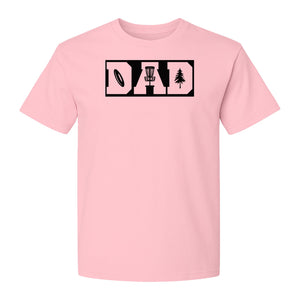 Disc Golf Dad T-Shirt, Bold Collegiate Letter Design for Fathers and Course Players