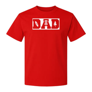 Disc Golf Dad T-Shirt, Bold Collegiate Letter Design for Fathers and Course Players