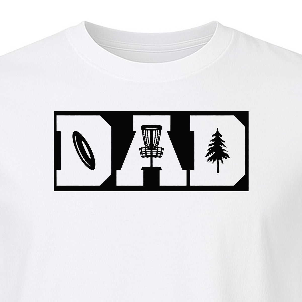 Disc Golf Dad T-Shirt, Bold Collegiate Letter Design for Fathers and Course Players