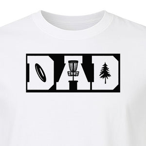 Disc Golf Dad T-Shirt, Bold Collegiate Letter Design for Fathers and Course Players