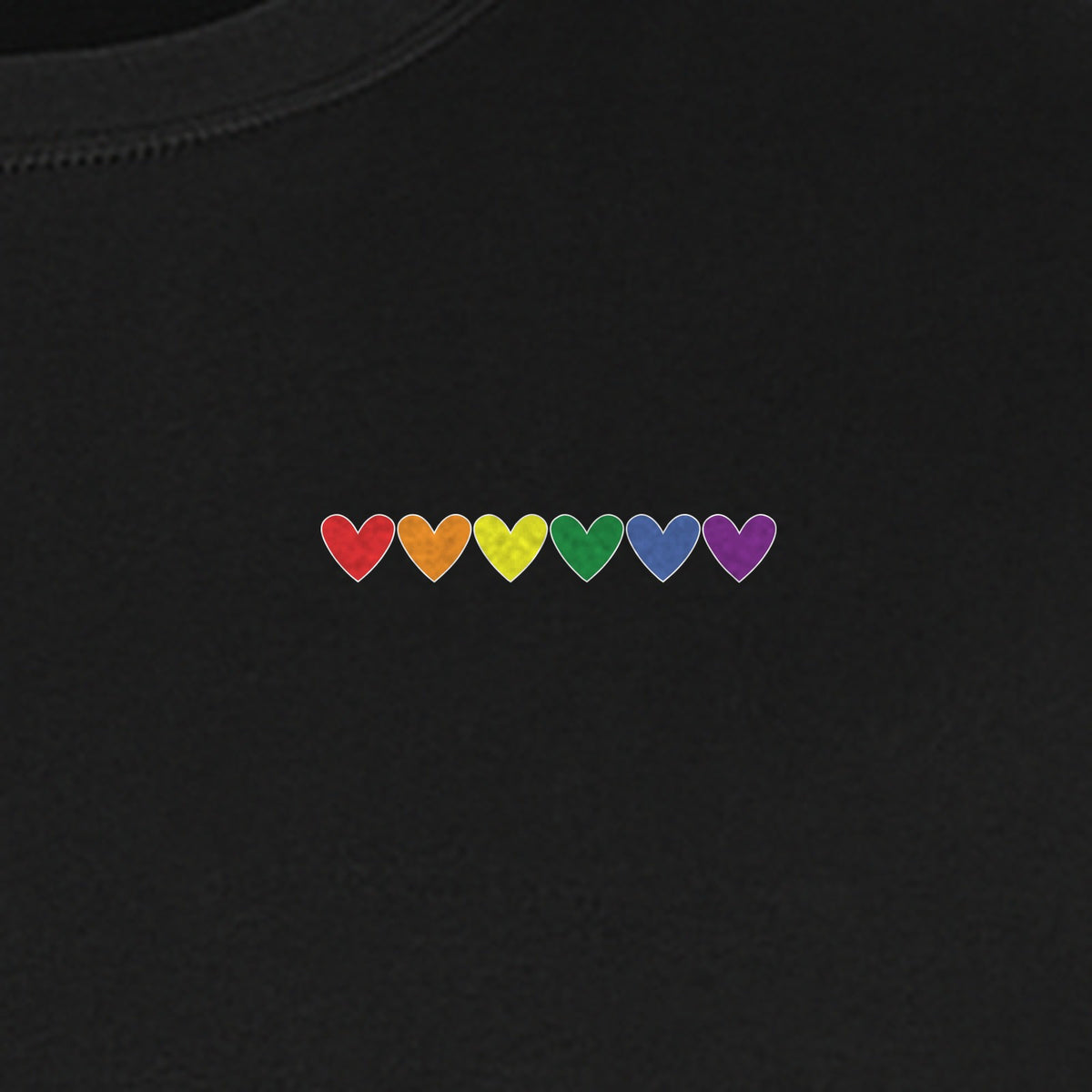 Pride T-Shirt, Small Rainbow Heart Row Left Chest Design for LGBTQ Support and Allies