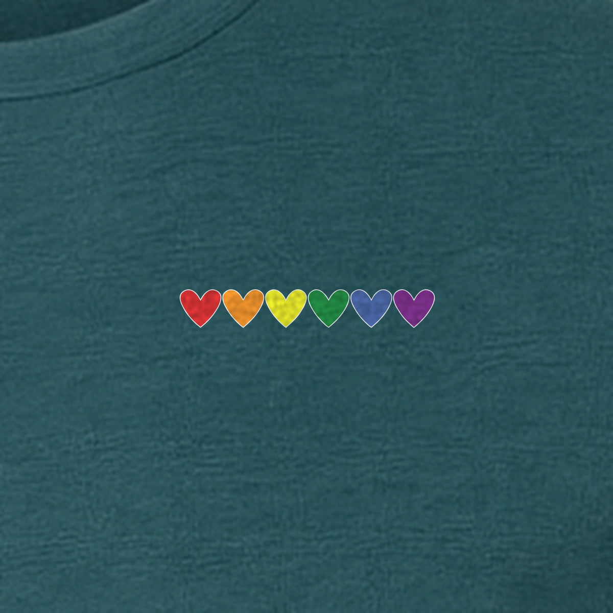 Pride T-Shirt, Small Rainbow Heart Row Left Chest Design for LGBTQ Support and Allies