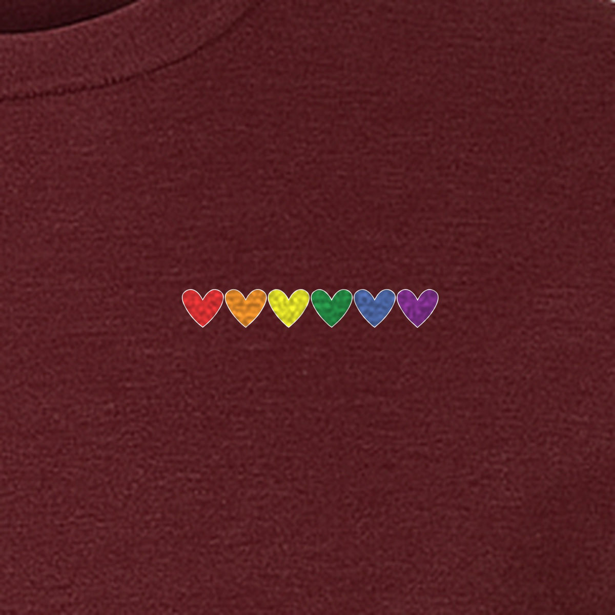 Pride T-Shirt, Small Rainbow Heart Row Left Chest Design for LGBTQ Support and Allies