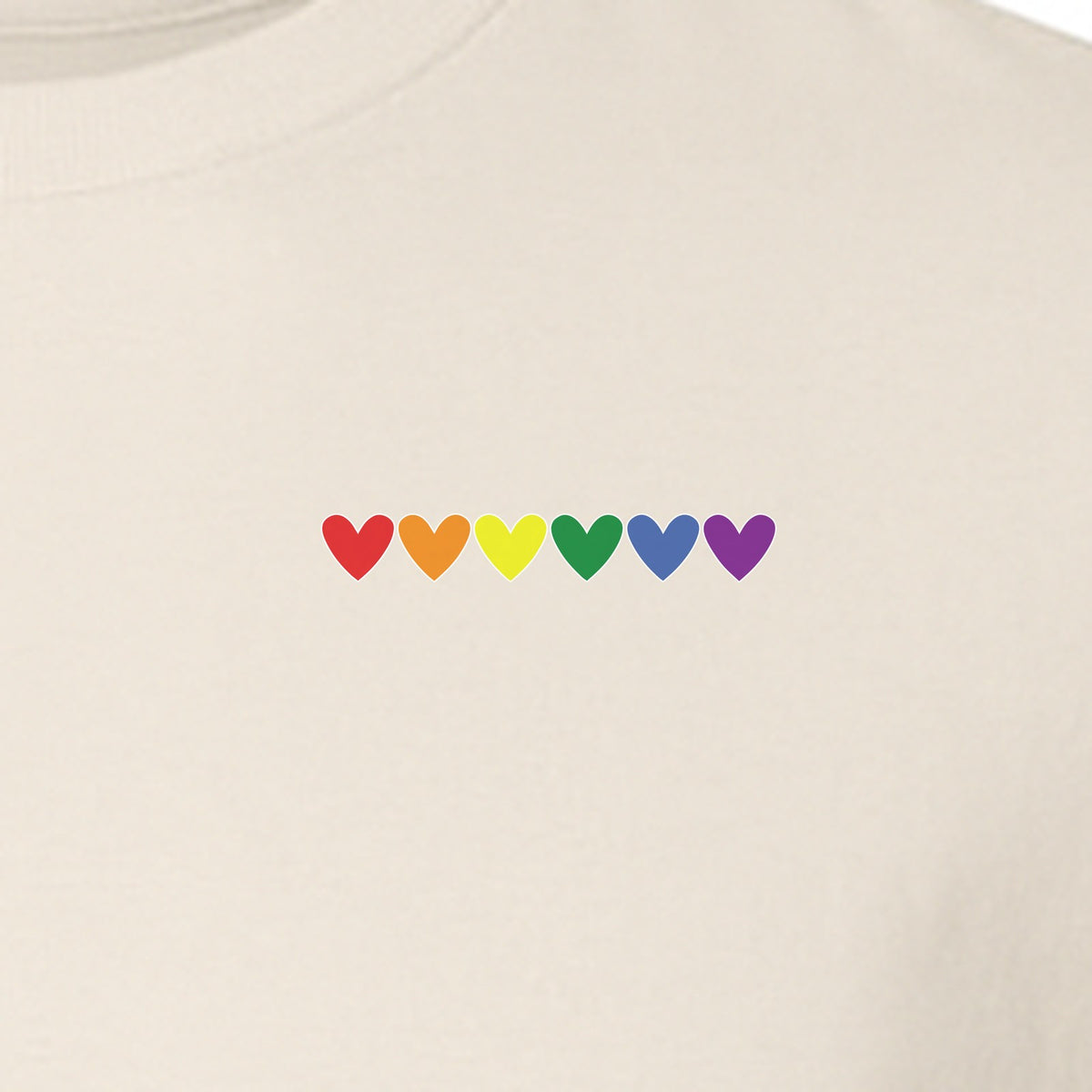 Pride T-Shirt, Small Rainbow Heart Row Left Chest Design for LGBTQ Support and Allies