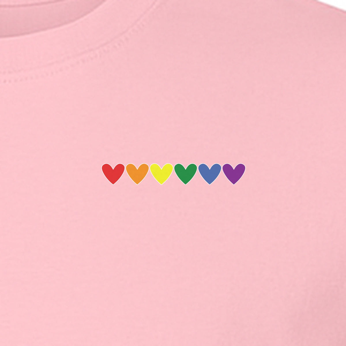 Pride T-Shirt, Small Rainbow Heart Row Left Chest Design for LGBTQ Support and Allies