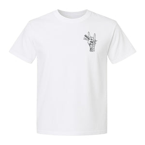 Hairstylist T-Shirt, Rock On Hand and Hair Tools Graphic for Hairdressers and Salon Pros