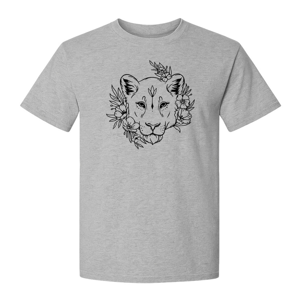 Lioness T-Shirt, Floral Botanical Big Cat Graphic for Animal and Nature Lovers