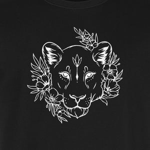 Lioness T-Shirt, Floral Botanical Big Cat Graphic for Animal and Nature Lovers