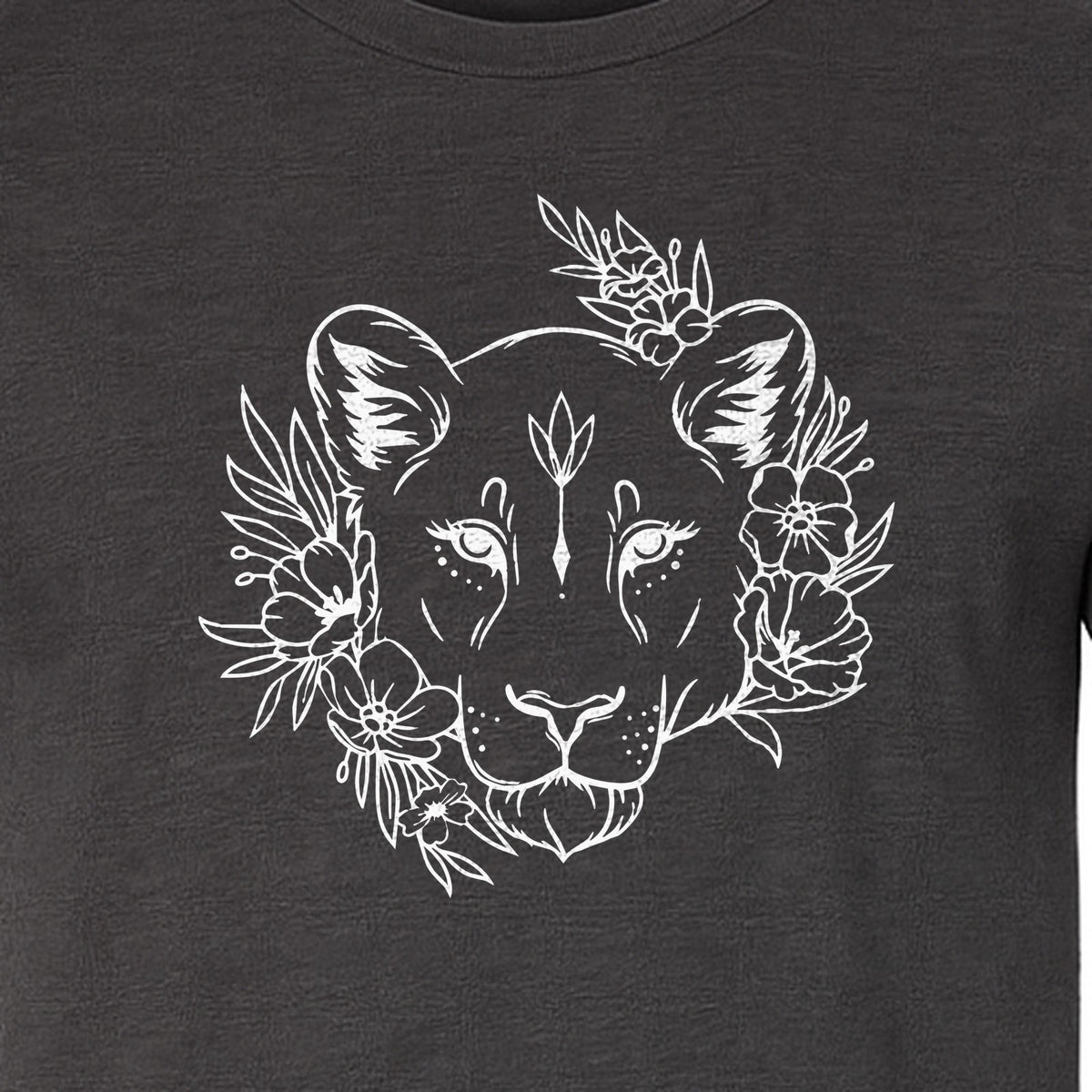 Lioness T-Shirt, Floral Botanical Big Cat Graphic for Animal and Nature Lovers