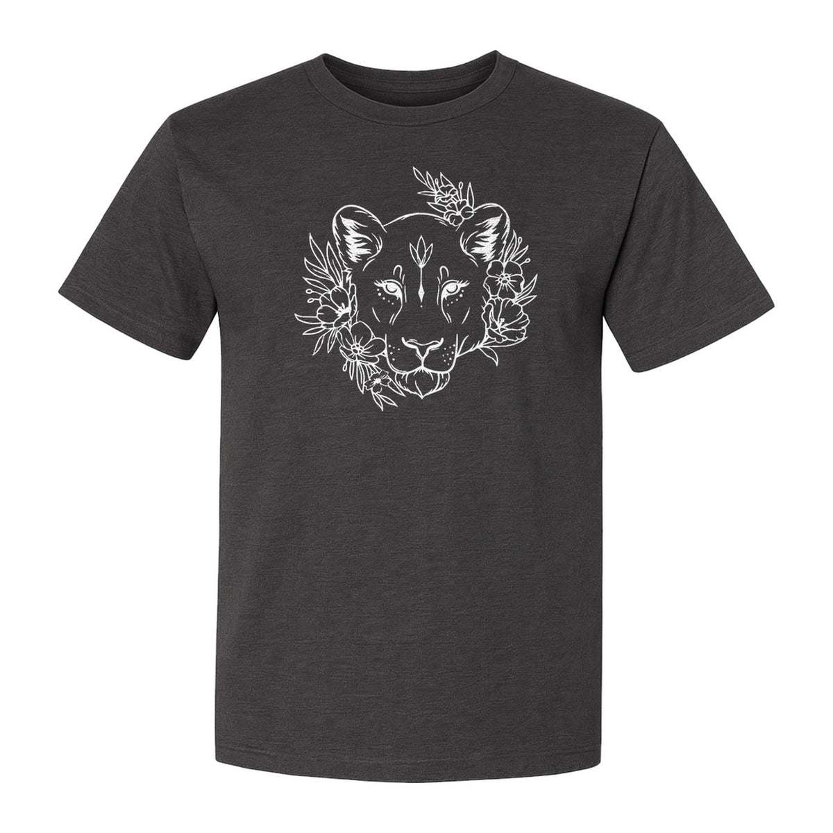 Lioness T-Shirt, Floral Botanical Big Cat Graphic for Animal and Nature Lovers