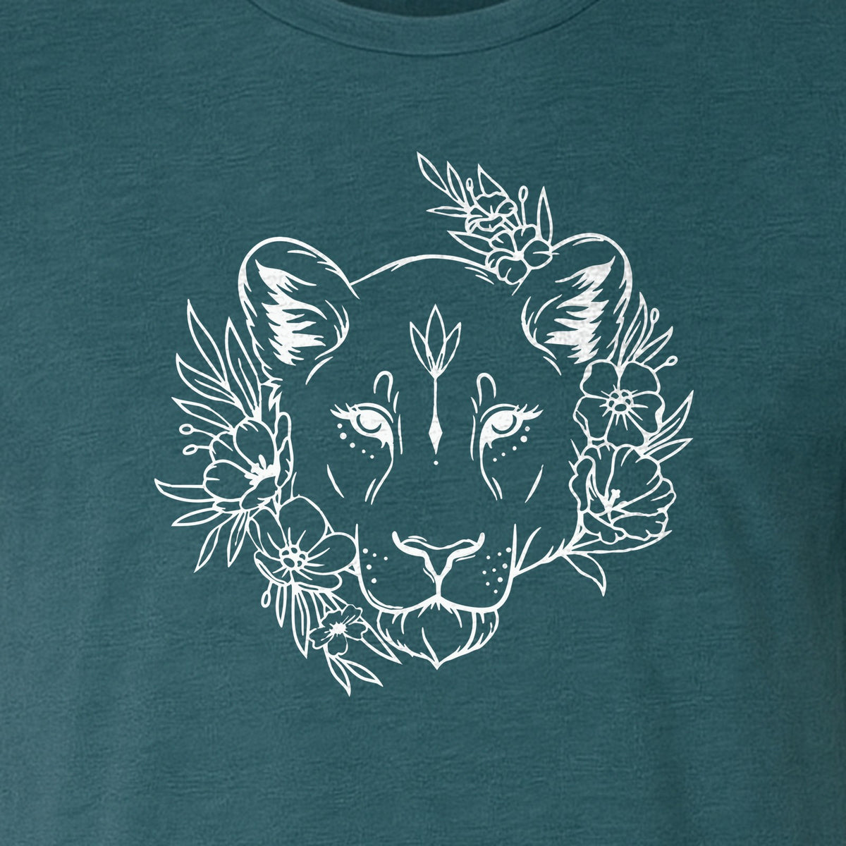Lioness T-Shirt, Floral Botanical Big Cat Graphic for Animal and Nature Lovers