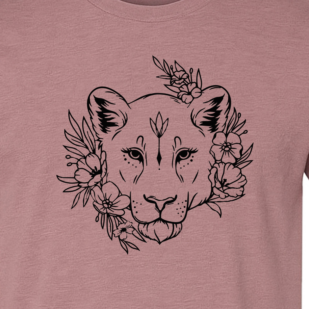 Lioness T-Shirt, Floral Botanical Big Cat Graphic for Animal and Nature Lovers