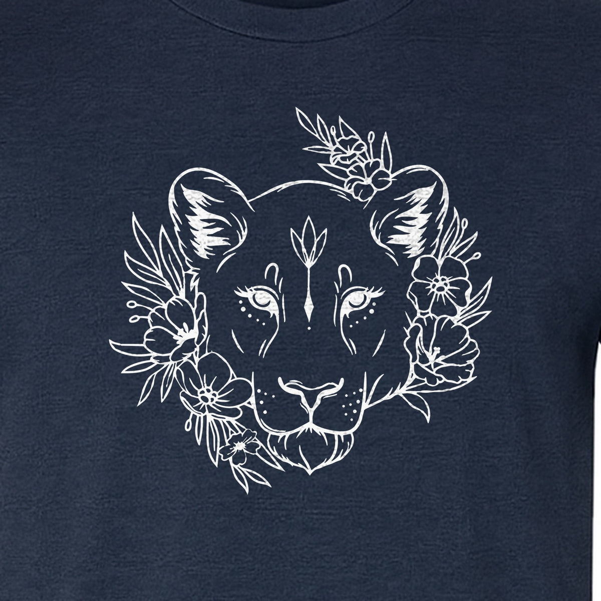 Lioness T-Shirt, Floral Botanical Big Cat Graphic for Animal and Nature Lovers