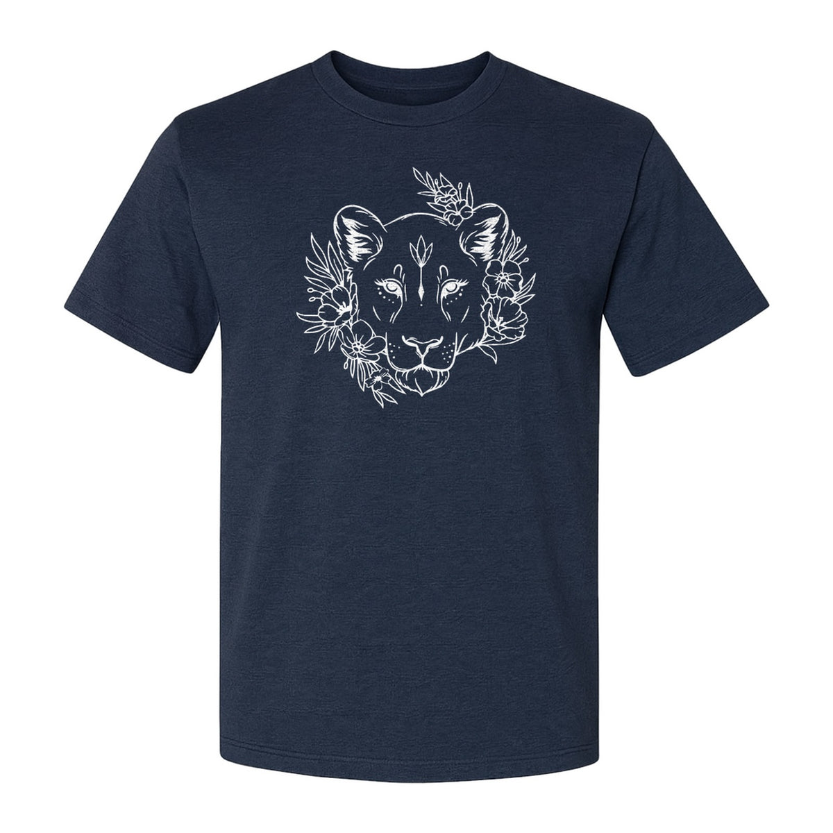 Lioness T-Shirt, Floral Botanical Big Cat Graphic for Animal and Nature Lovers