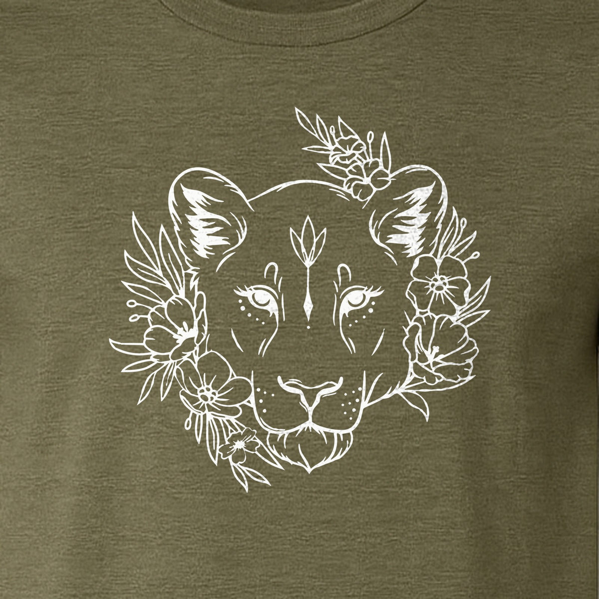 Lioness T-Shirt, Floral Botanical Big Cat Graphic for Animal and Nature Lovers