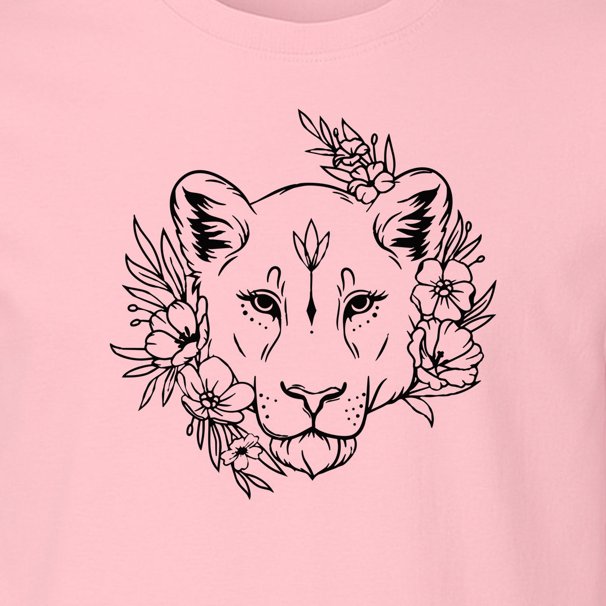 Lioness T-Shirt, Floral Botanical Big Cat Graphic for Animal and Nature Lovers