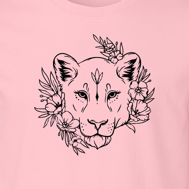 Lioness T-Shirt, Floral Botanical Big Cat Graphic for Animal and Nature Lovers