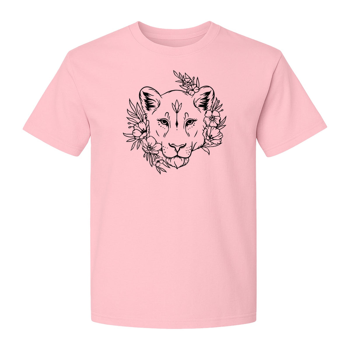 Lioness T-Shirt, Floral Botanical Big Cat Graphic for Animal and Nature Lovers