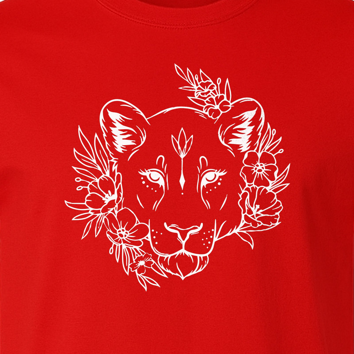 Lioness T-Shirt, Floral Botanical Big Cat Graphic for Animal and Nature Lovers