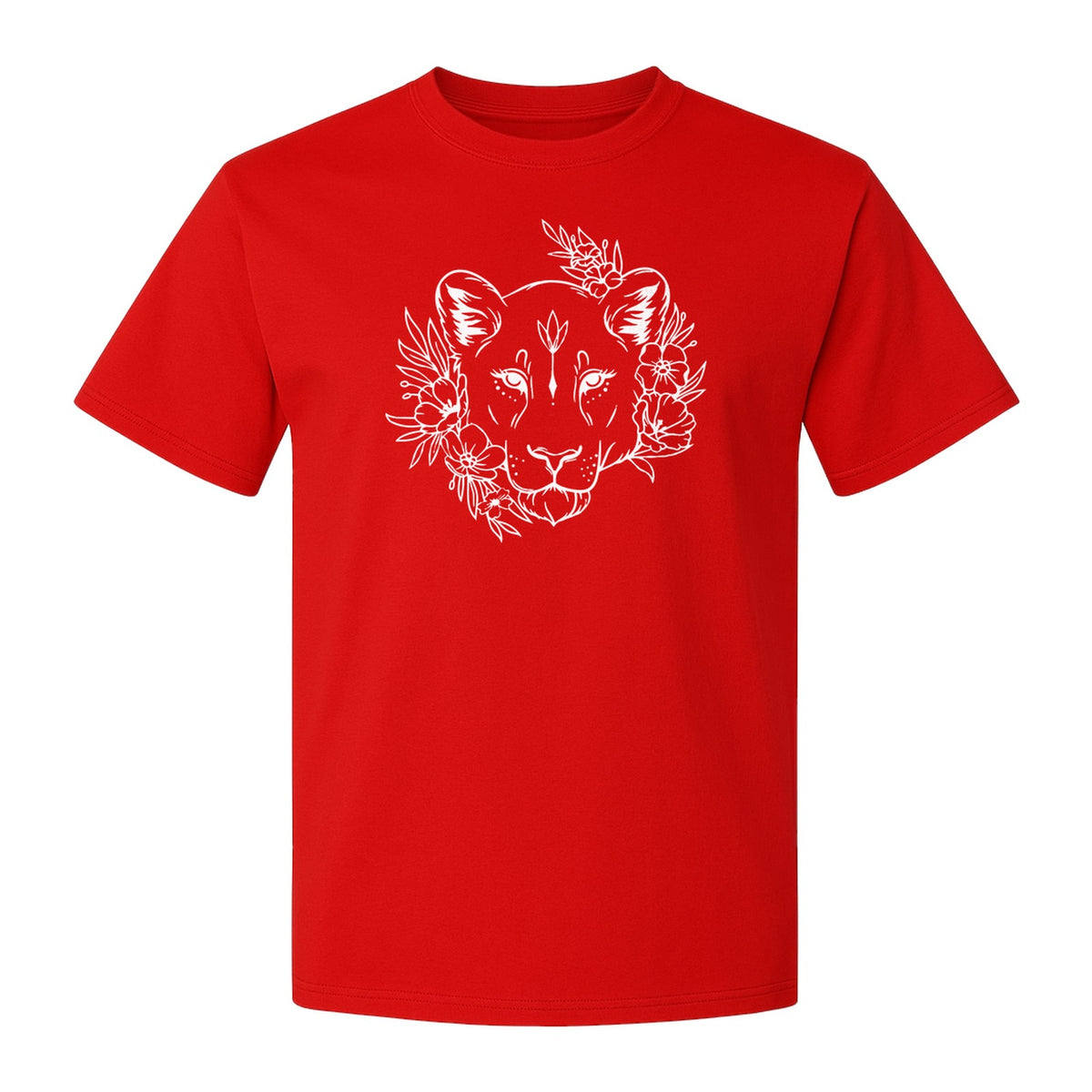 Lioness T-Shirt, Floral Botanical Big Cat Graphic for Animal and Nature Lovers