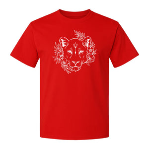 Lioness T-Shirt, Floral Botanical Big Cat Graphic for Animal and Nature Lovers