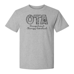 OTA T-Shirt, Occupational Therapy Assistant Floral Letter Design for Pediatric and Healthcare Workers