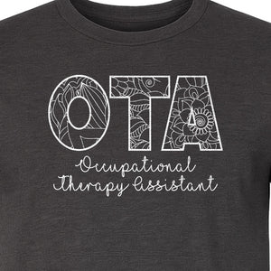 OTA T-Shirt, Occupational Therapy Assistant Floral Letter Design for Pediatric and Healthcare Workers