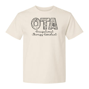 OTA T-Shirt, Occupational Therapy Assistant Floral Letter Design for Pediatric and Healthcare Workers