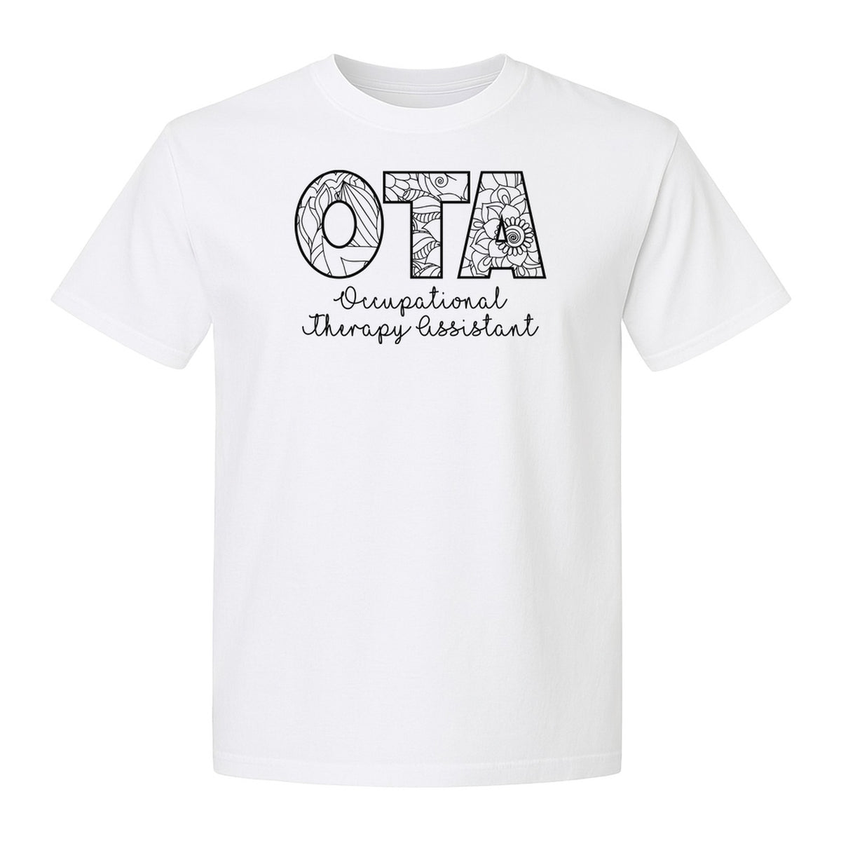 OTA T-Shirt, Occupational Therapy Assistant Floral Letter Design for Pediatric and Healthcare Workers