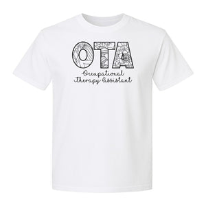 OTA T-Shirt, Occupational Therapy Assistant Floral Letter Design for Pediatric and Healthcare Workers