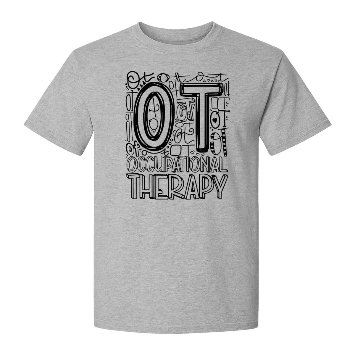 Occupational Therapist T-Shirt, OT Doodle Letter Design for Pediatric Clinicians and Therapy Students