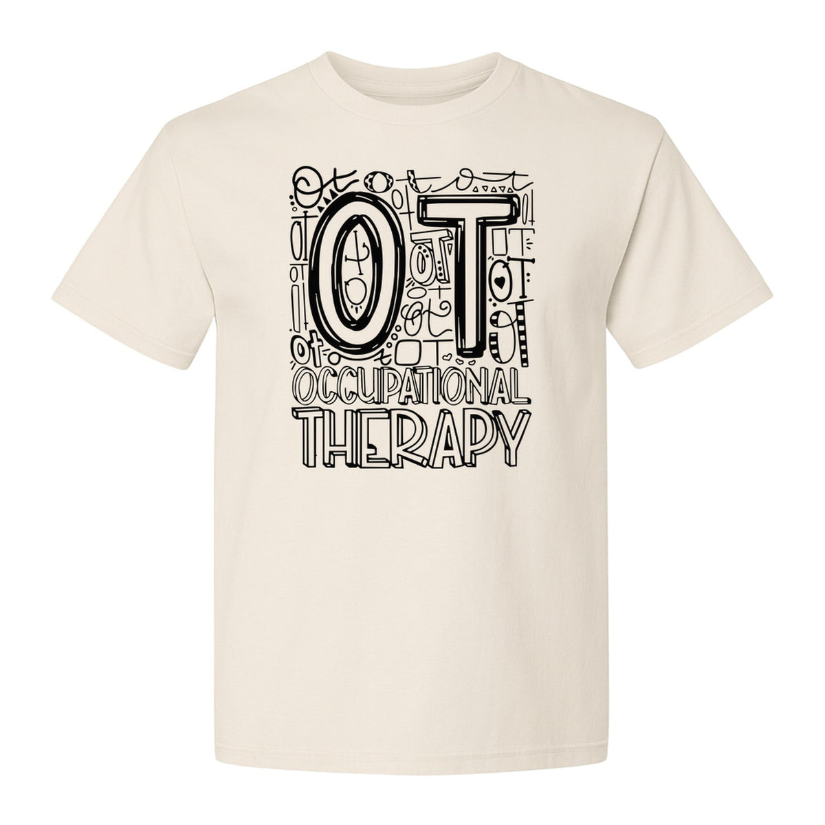 Occupational Therapist T-Shirt, OT Doodle Letter Design for Pediatric Clinicians and Therapy Students